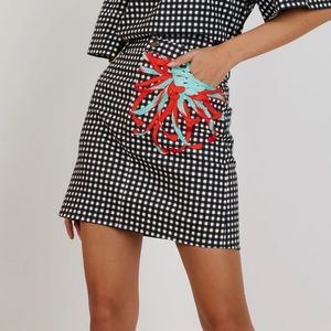 NWT The Kit NYC by Daniel Vosovic - Gingham Camellia Jean Skirt